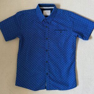 Craft + Flow Pin Dot Royal Blue Short Sleeve Button Down Collared Shirt Boys 7